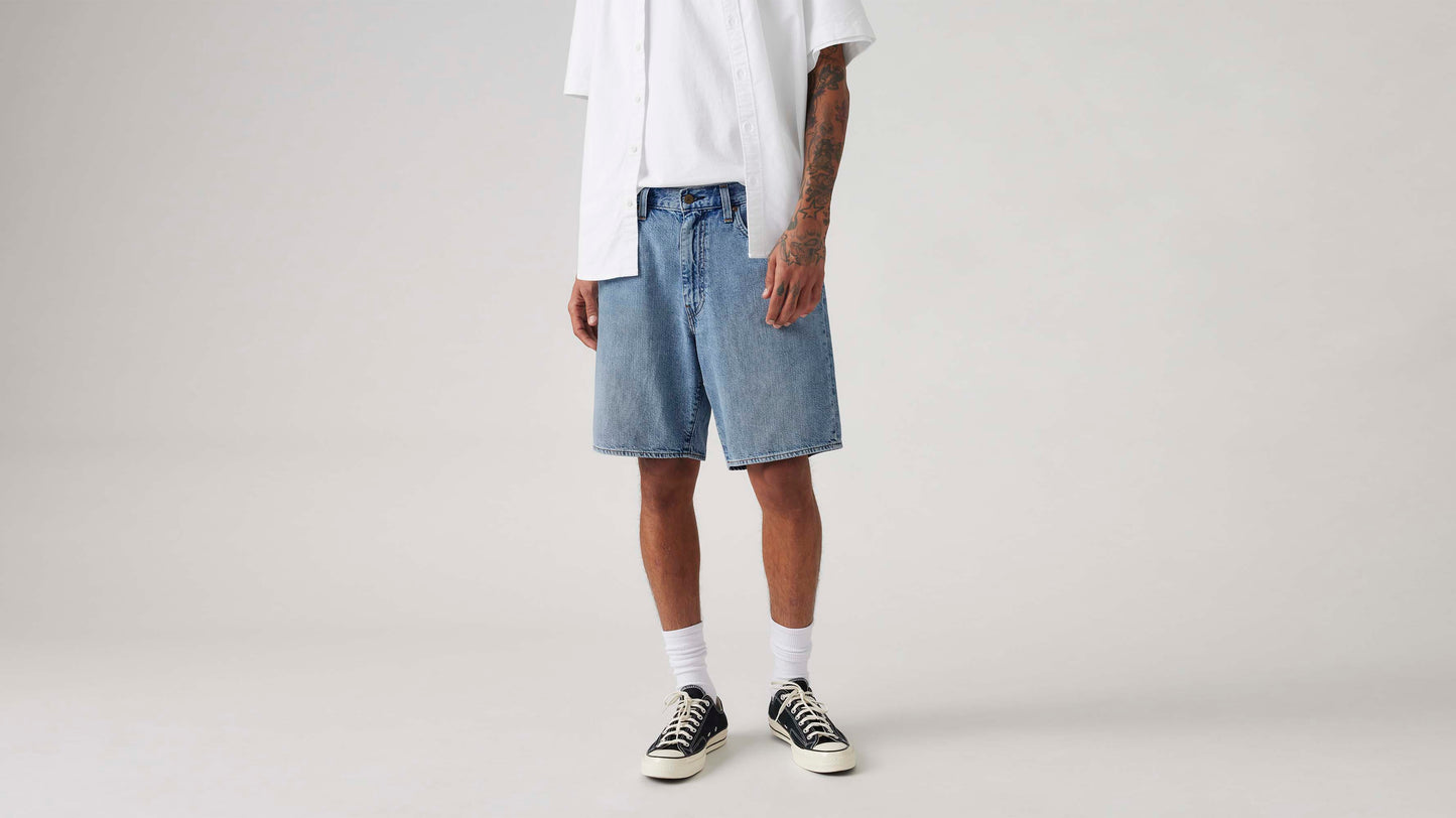 Levi's men's light-blue denim shorts close-up