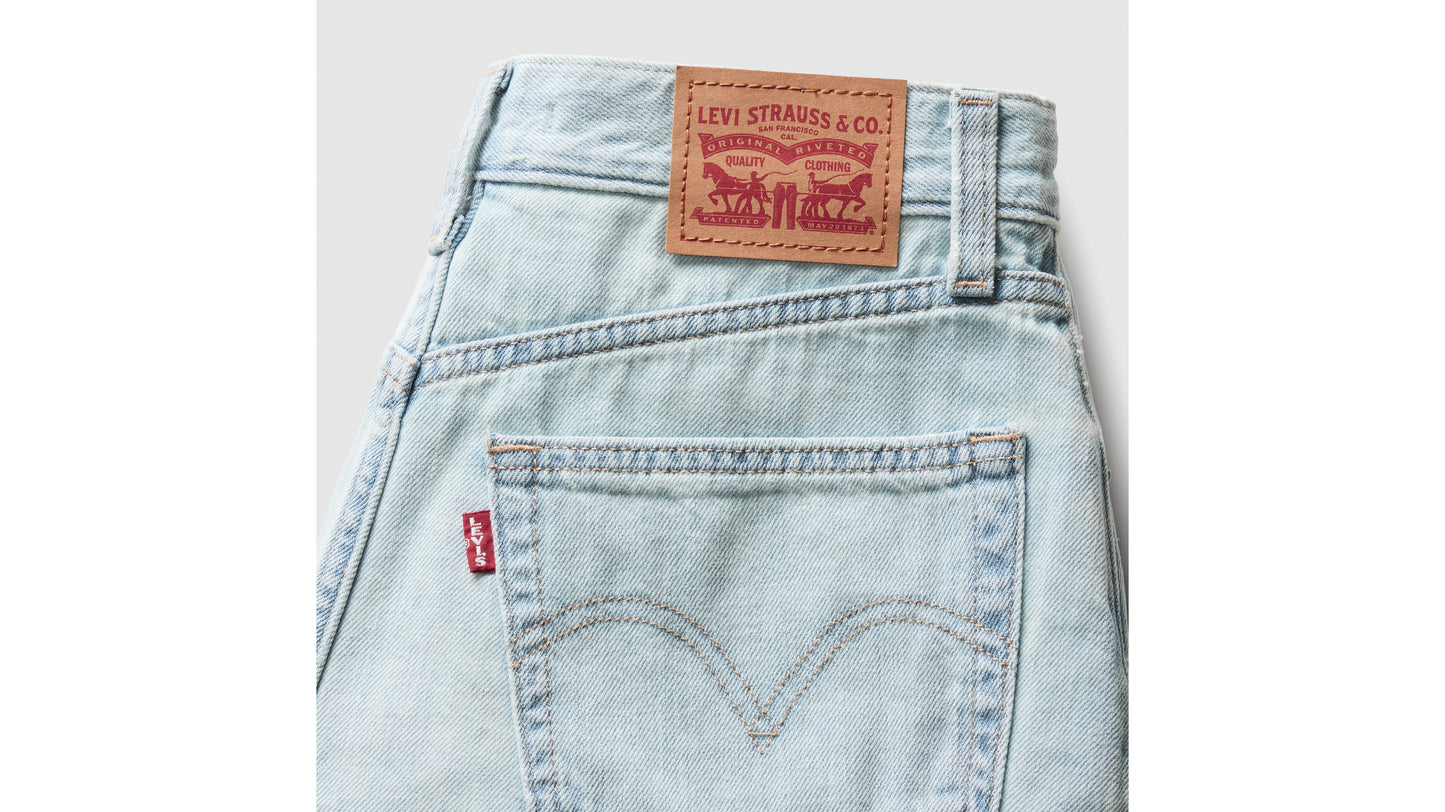 Close-up side view woman's Levi's denim shorts