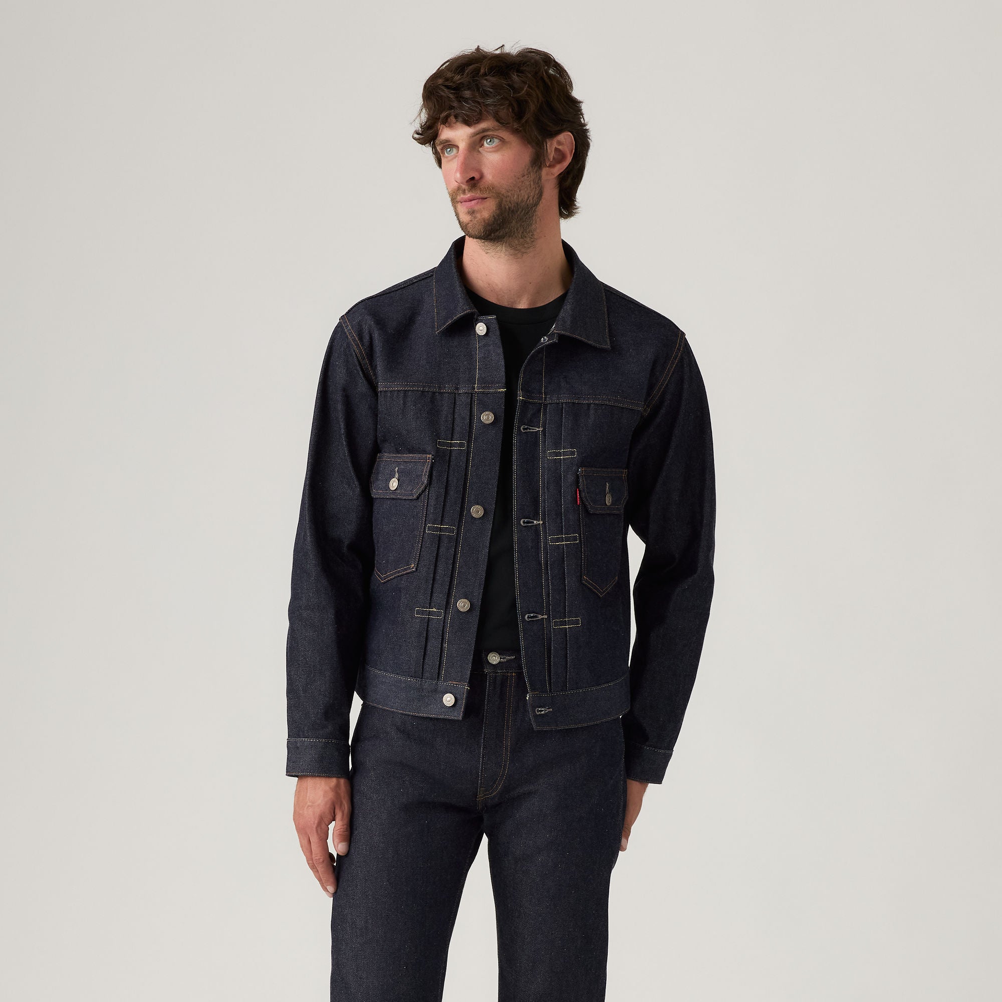 Black Denim Two Tone Denim Jacket Men Mens Jeans Jacket Half White