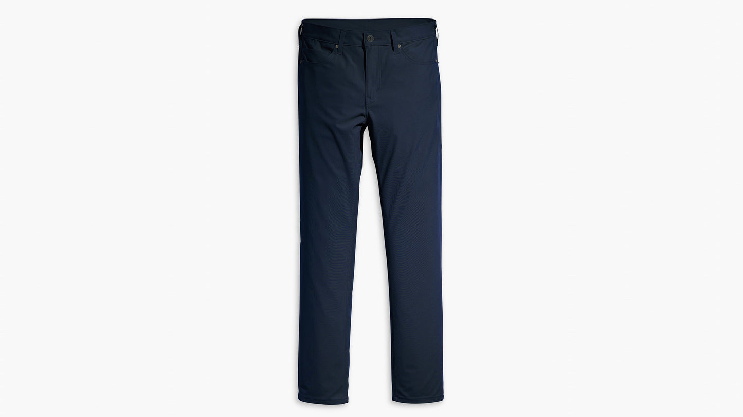 Levi’s slim fit tech pants in navy, flat lay with front view