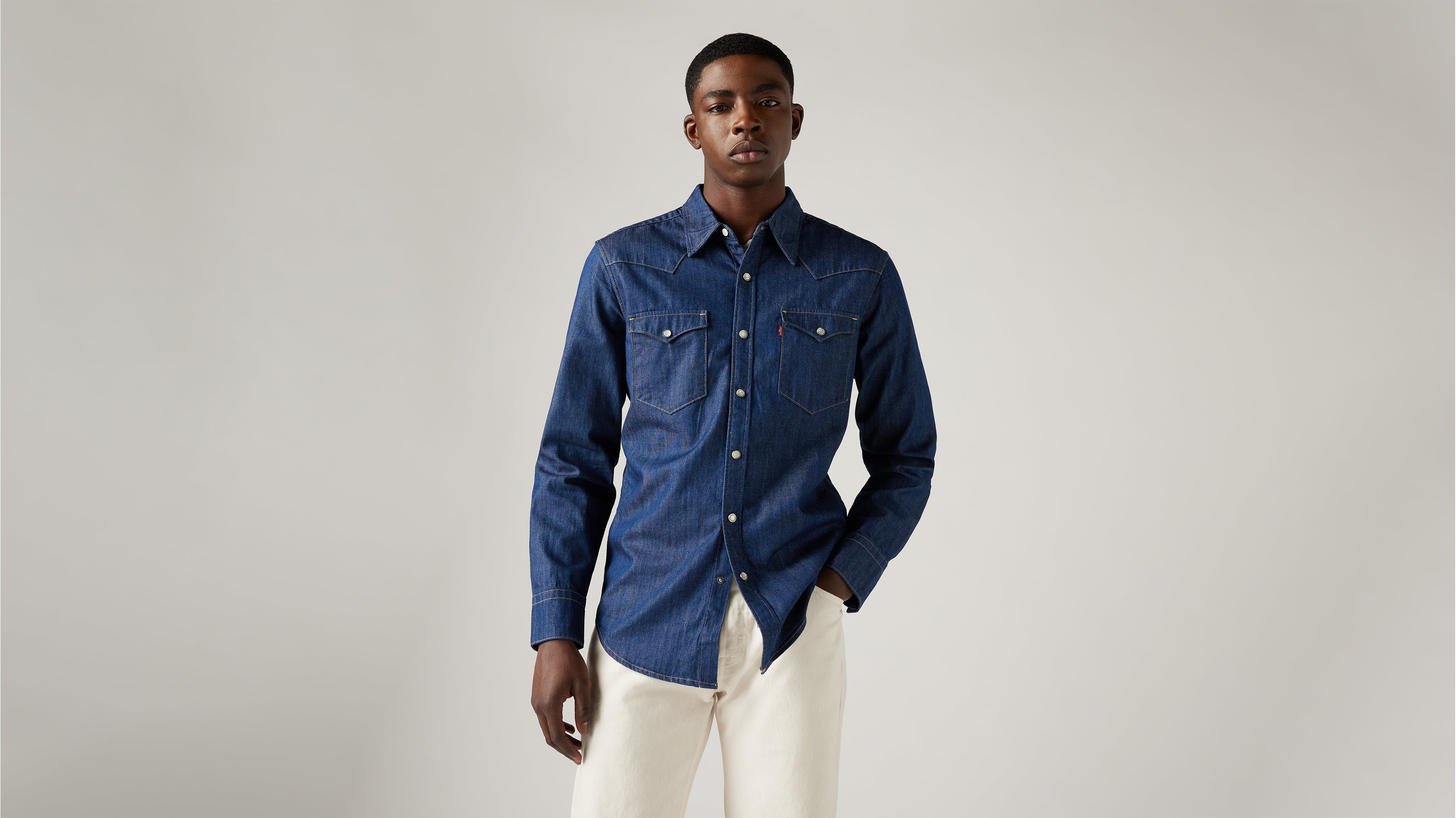 Men's Barstow Standard Fit Western Shirt in Dark Indigo