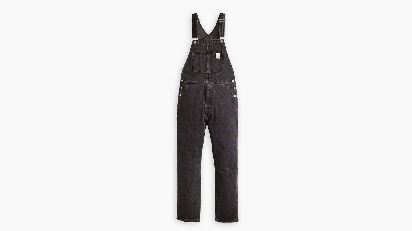 Front view of Levi's black mens red tab overalls
