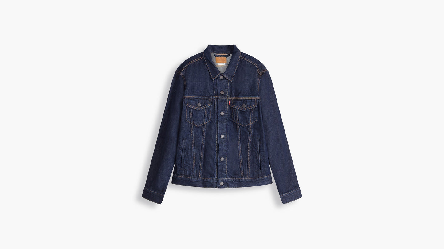 Levi’s men’s Trucker Jacket, chest pocket close-up with logo tag