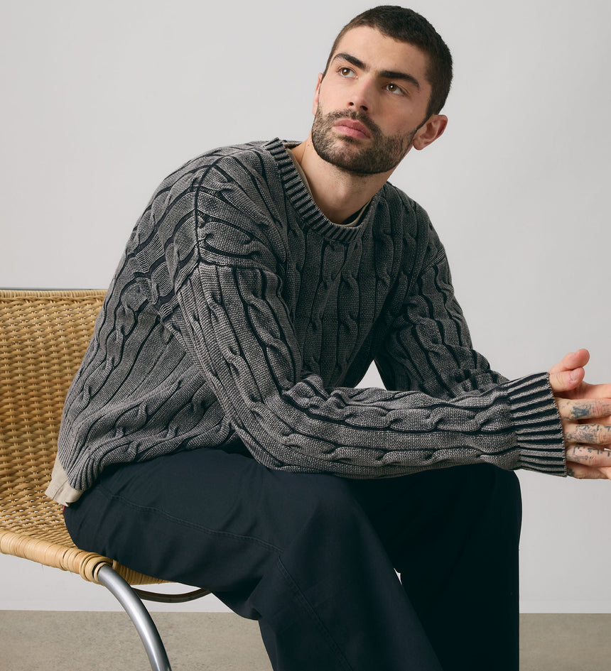 Main 4 - Levi's® Men's Carmel Cable Crew Sweater - 0058W0002