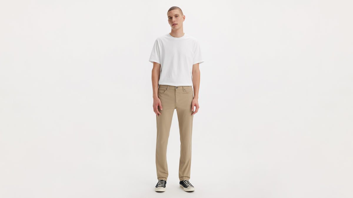 Front view khaki pants with white tee