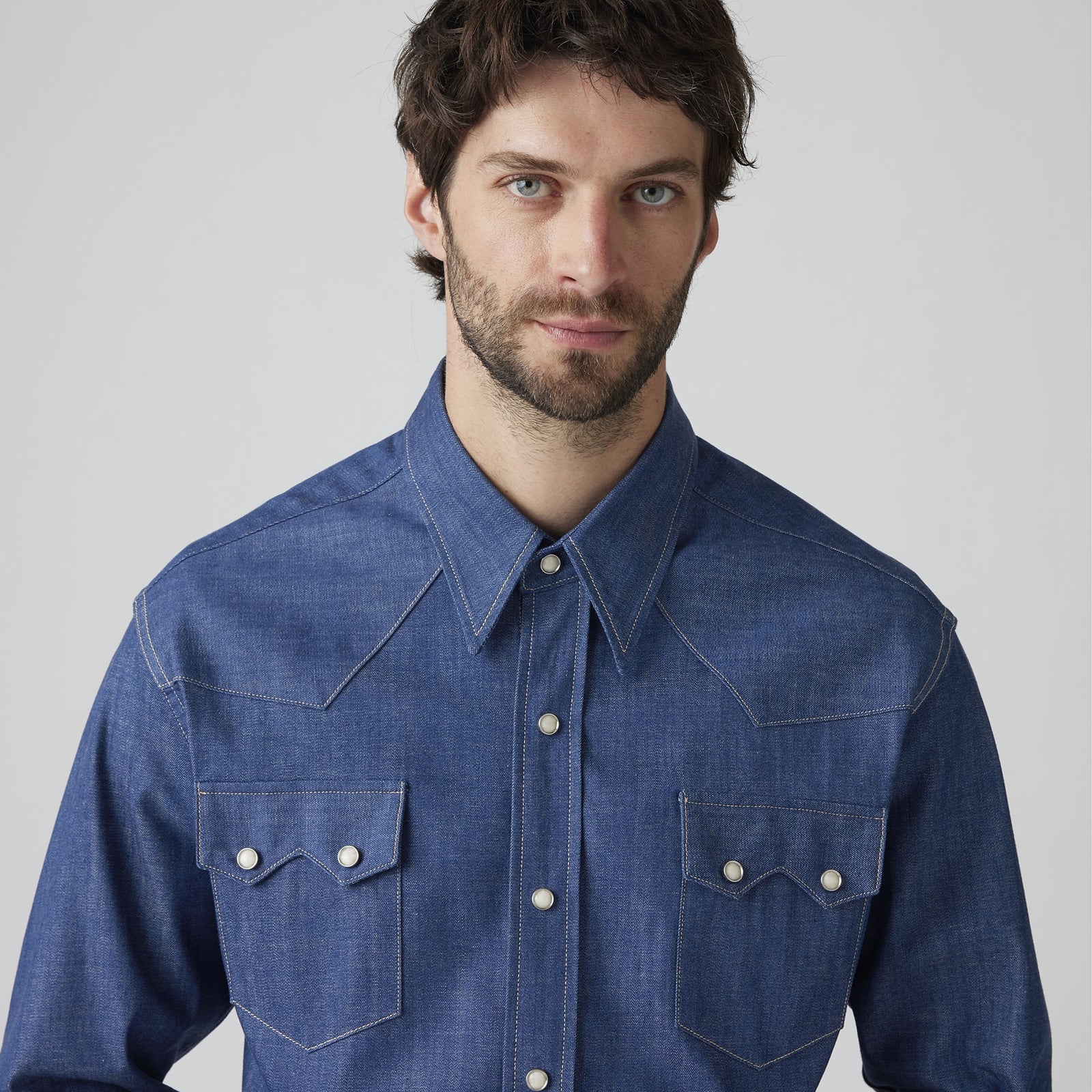 Main 4 - Levi's® Vintage Clothing Men's 1955 Shorthorn Sawtooth Shirt - 001L70002
