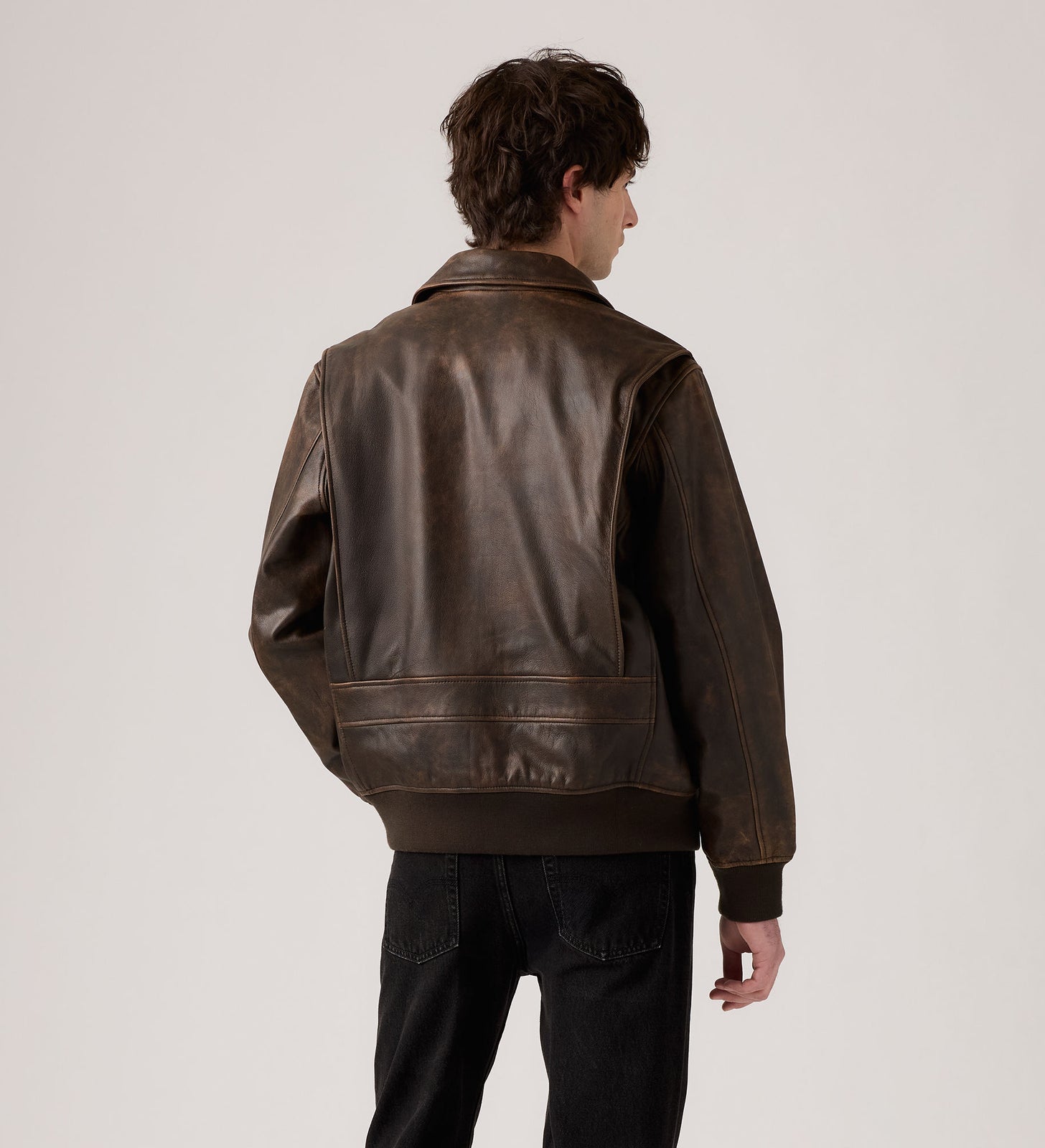 Main 3 - Levi's® Men's Clayton Leather Aviator Jacket - 003AU0000