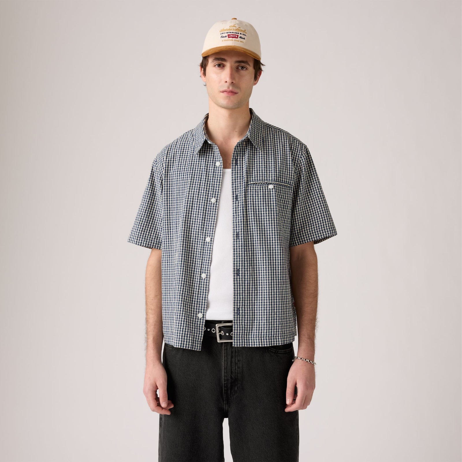 Main 3 - Levi's® Men's Short-Sleeve Zandt Cropped Shirt - 003NV0002
