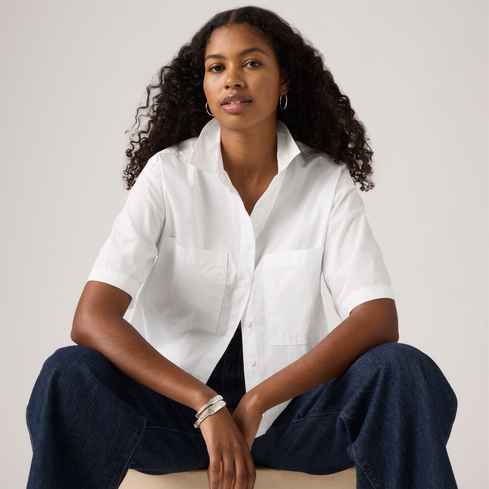 Main 1 - Levi's® Women's Harlie Short-Sleeve Cropped Shirt - 003QI0001