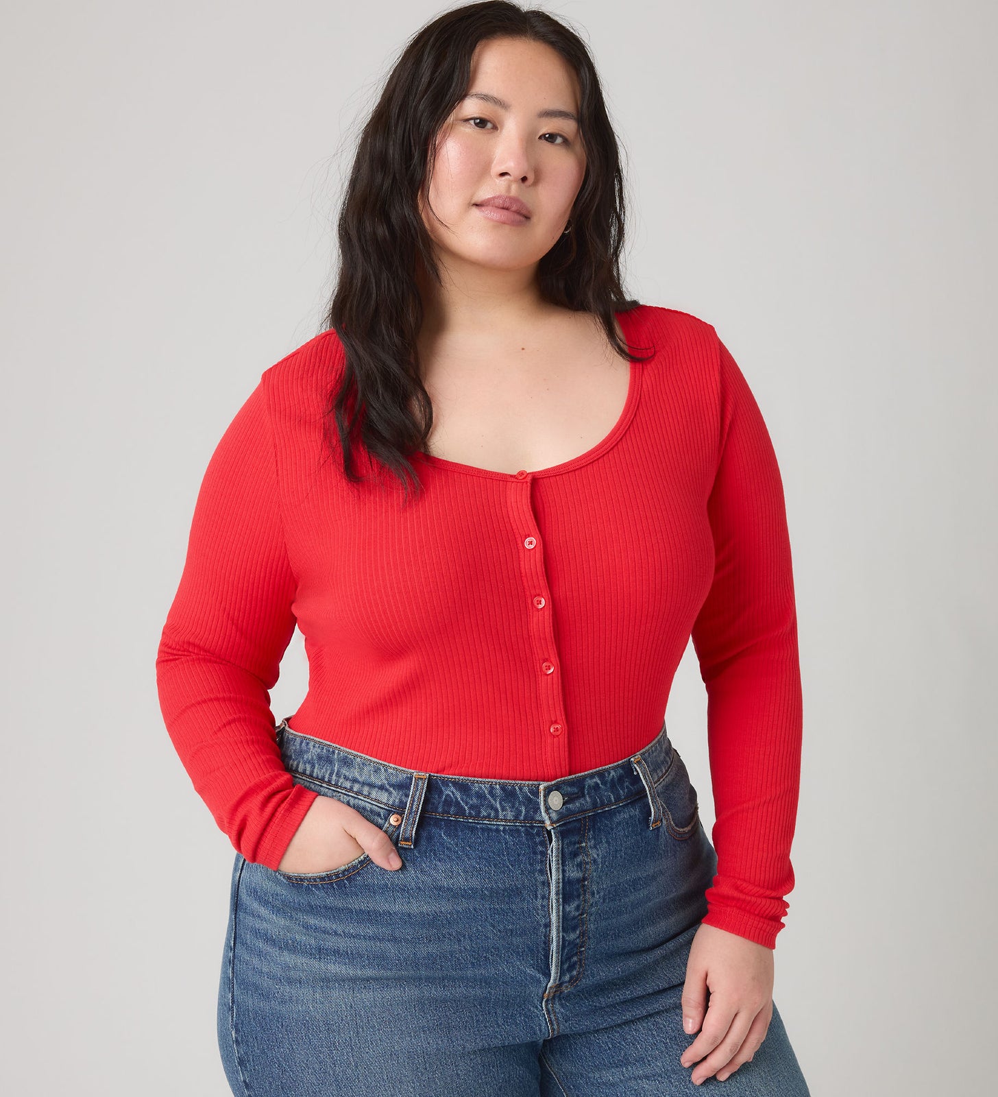 Main 4 - Levi's® Women's Austen Button-Up Long-Sleeve Top (Plus Size) - 009AZ0001