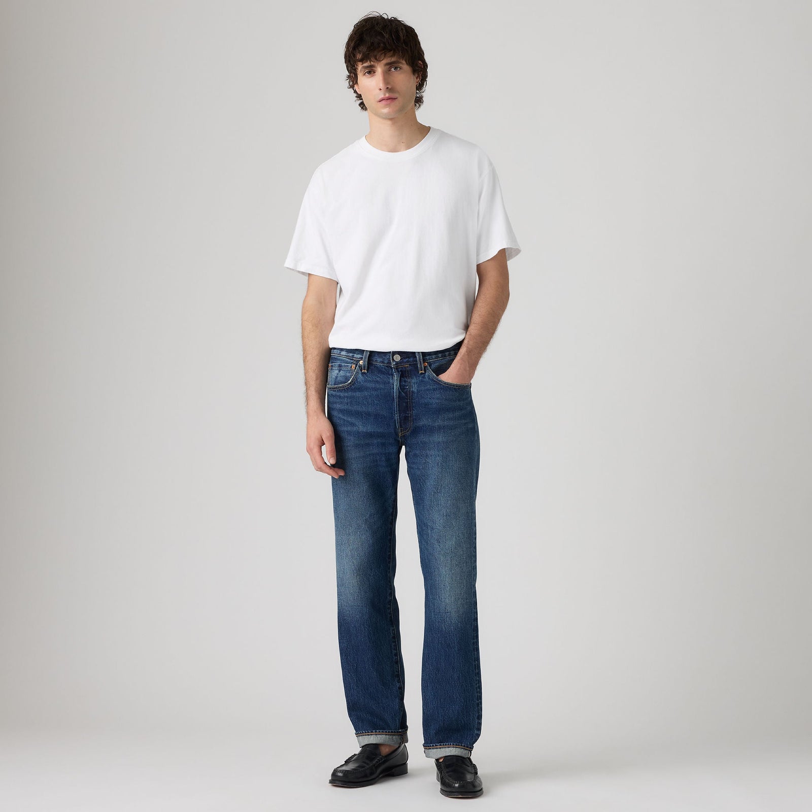 Main 3 - Levi's® Men's 501® Original Selvedge Jeans - 005013908