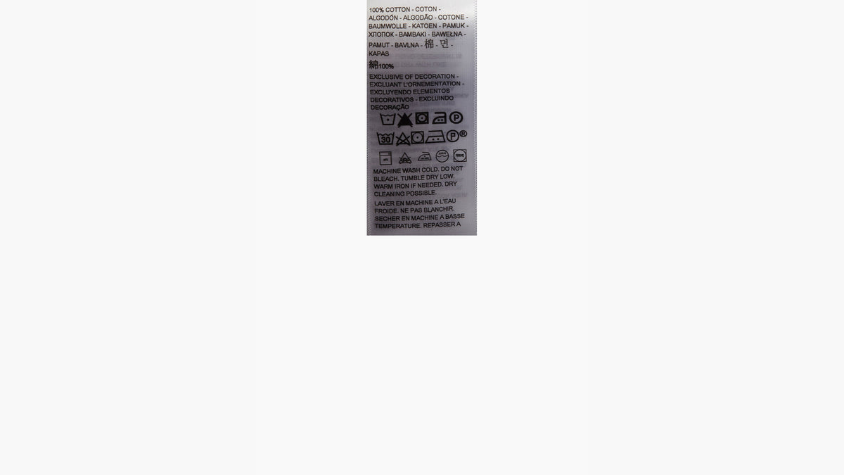 Levi’s clothing label with fabric and care instructions