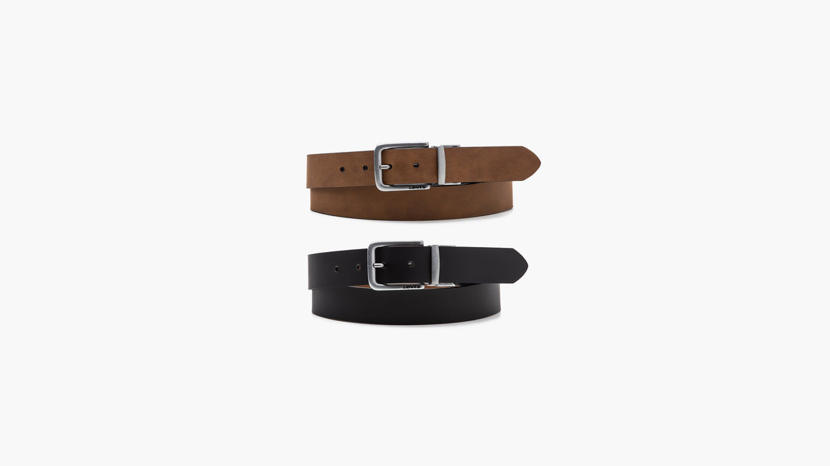 Levi's Men's Reversible Classic Belt in brown & black with sleek silver buckles
