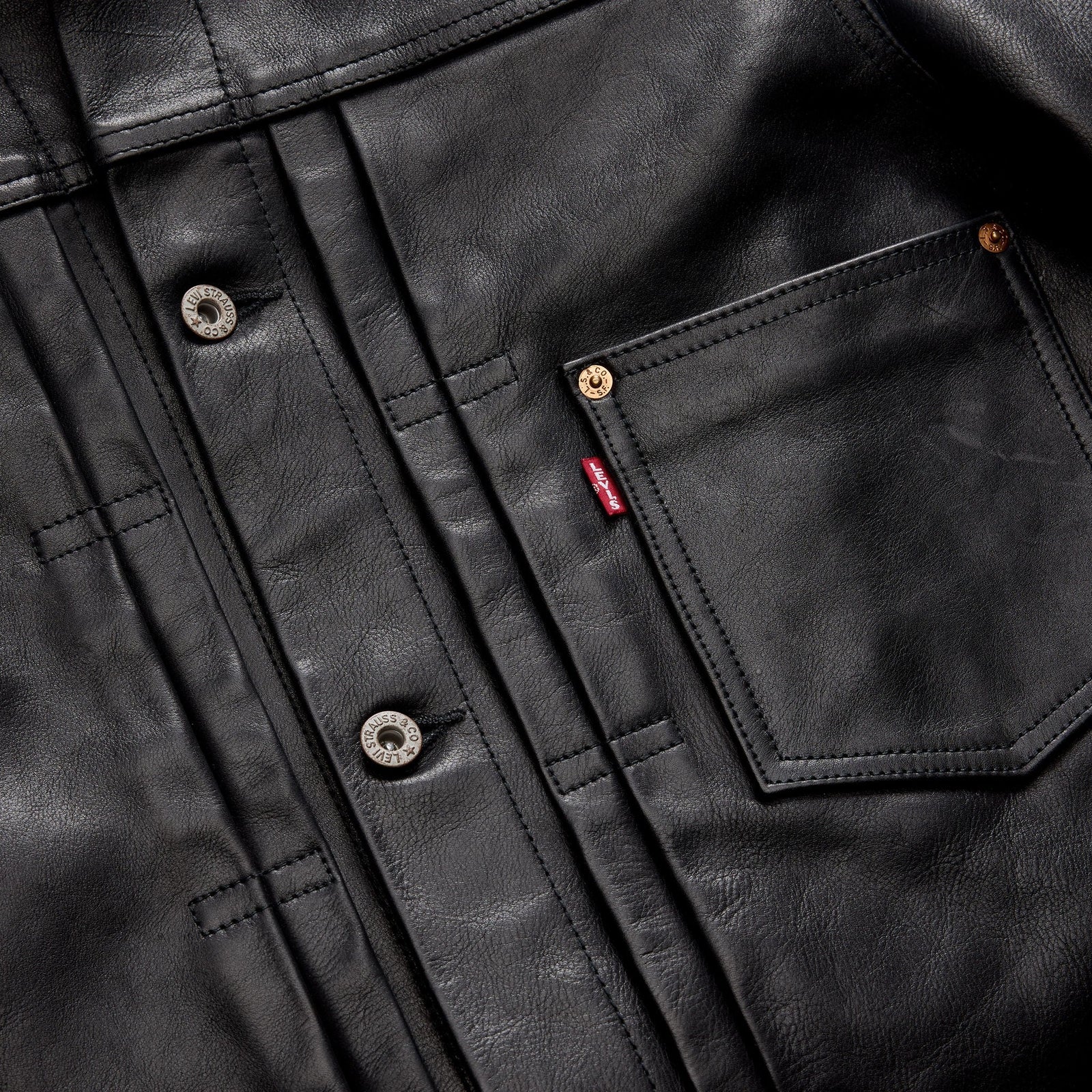 Main 6 - Levi's® Men's Type I Leather Jacket - 005PT0001