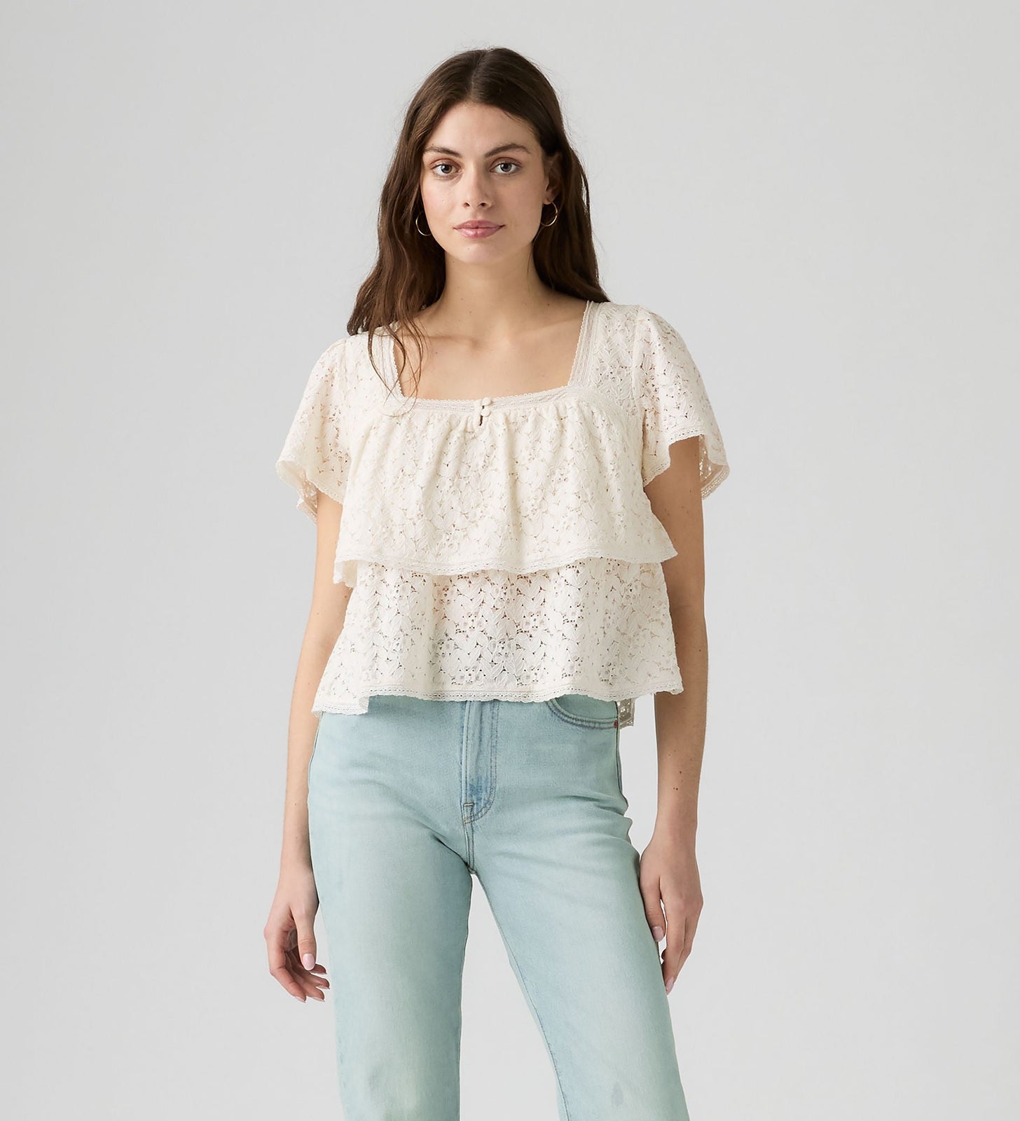 Main 3 - Levi's® Women's Dom Short-Sleeve Lace Blouse - 007XH0005