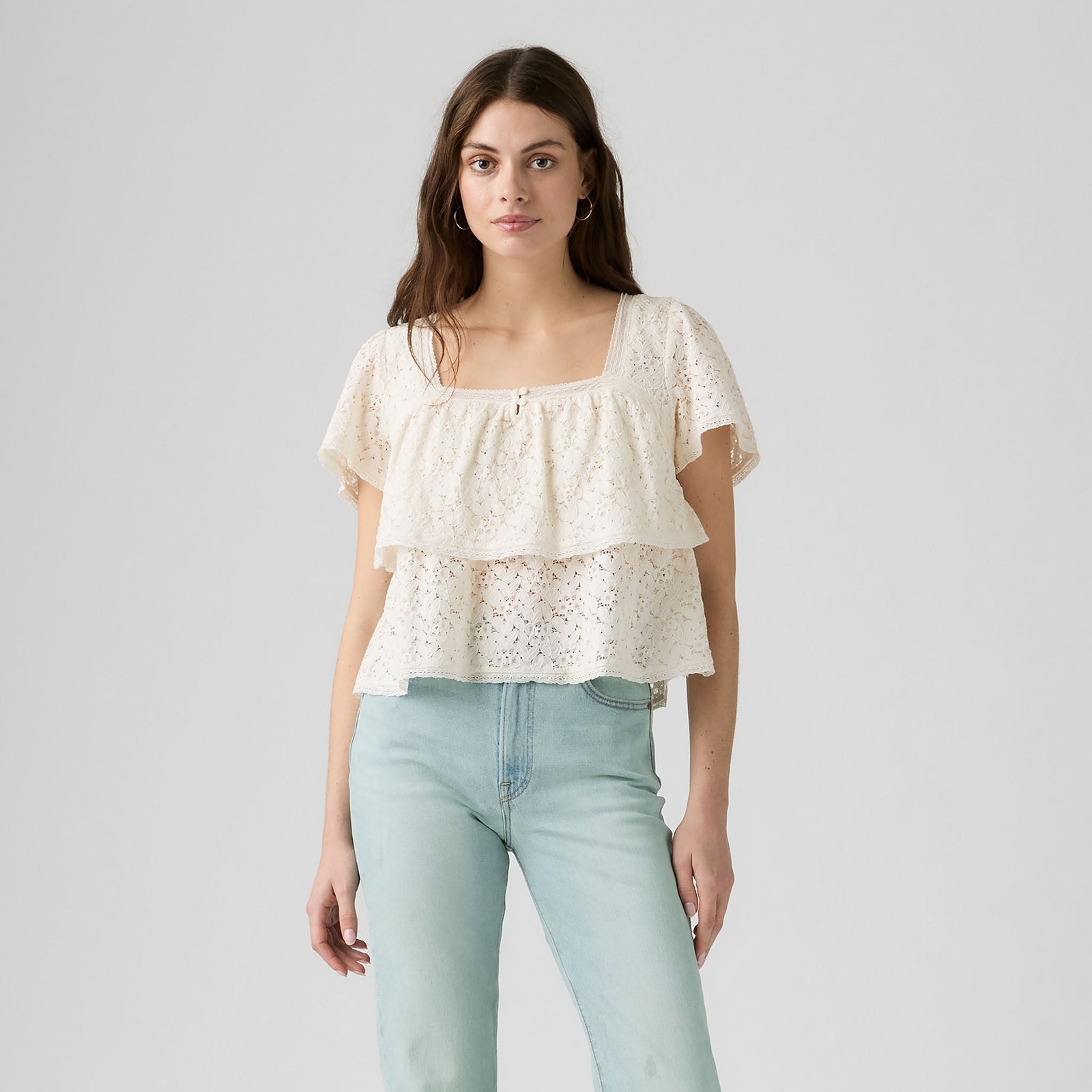 Main 3 - Levi's® Women's Dom Short-Sleeve Lace Blouse - 007XH0005