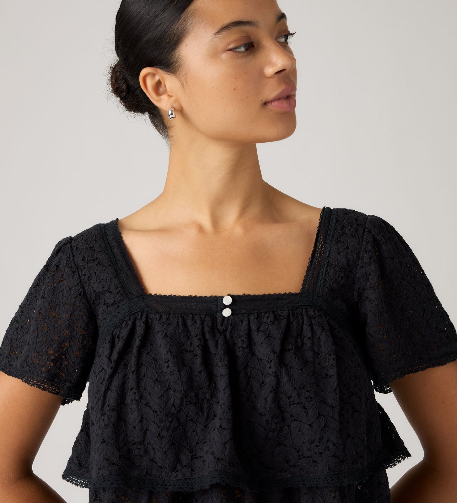 Main 4 - Levi's® Women's Dom Short-Sleeve Lace Blouse - 007XH0006