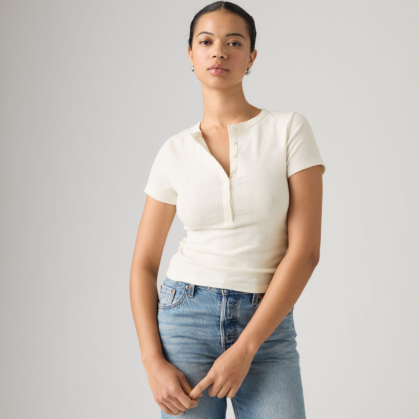 Levi's® Women's Dry Goods Pointelle Short-Sleeve Henley