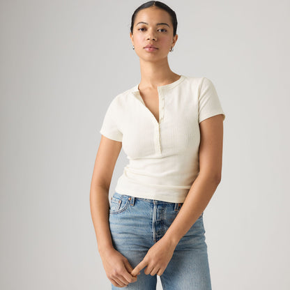 Thumbnail 1 - Levi's® Women's Dry Goods Pointelle Short-Sleeve Henley - 0086J0000