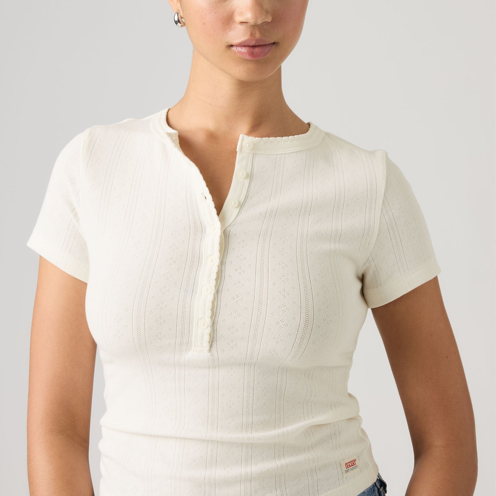 Main 4 - Levi's® Women's Dry Goods Pointelle Short-Sleeve Henley - 0086J0000