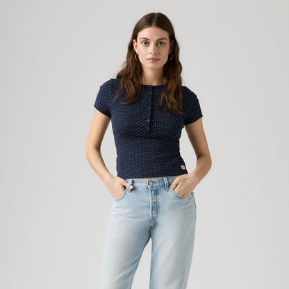 Thumbnail 3 - Levi's® Women's Dry Goods Pointelle Short-Sleeve Henley - 0086J0005
