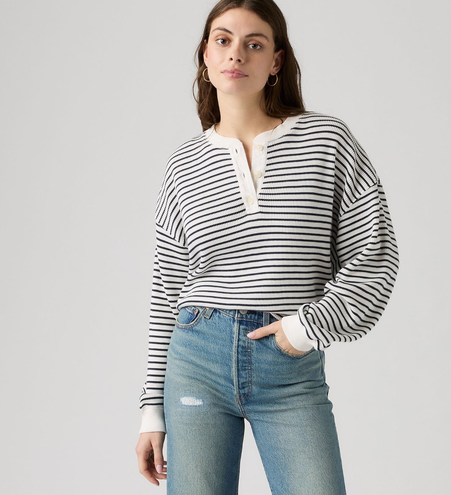 Main 1 - Levi's® Women's Dry Goods Relaxed Long-Sleeve Henley - 0087F0009