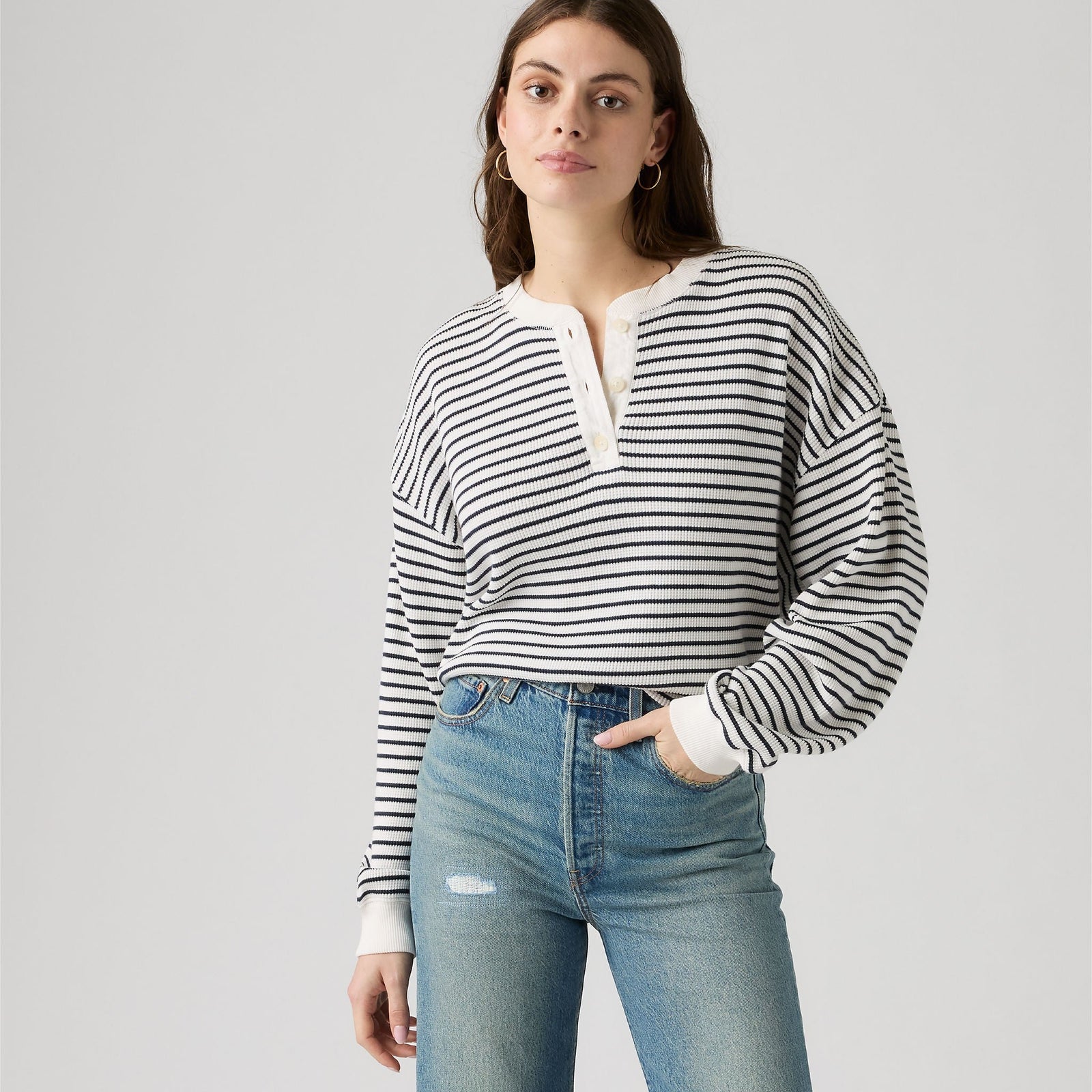 Main 1 - Levi's® Women's Dry Goods Relaxed Long-Sleeve Henley - 0087F0009