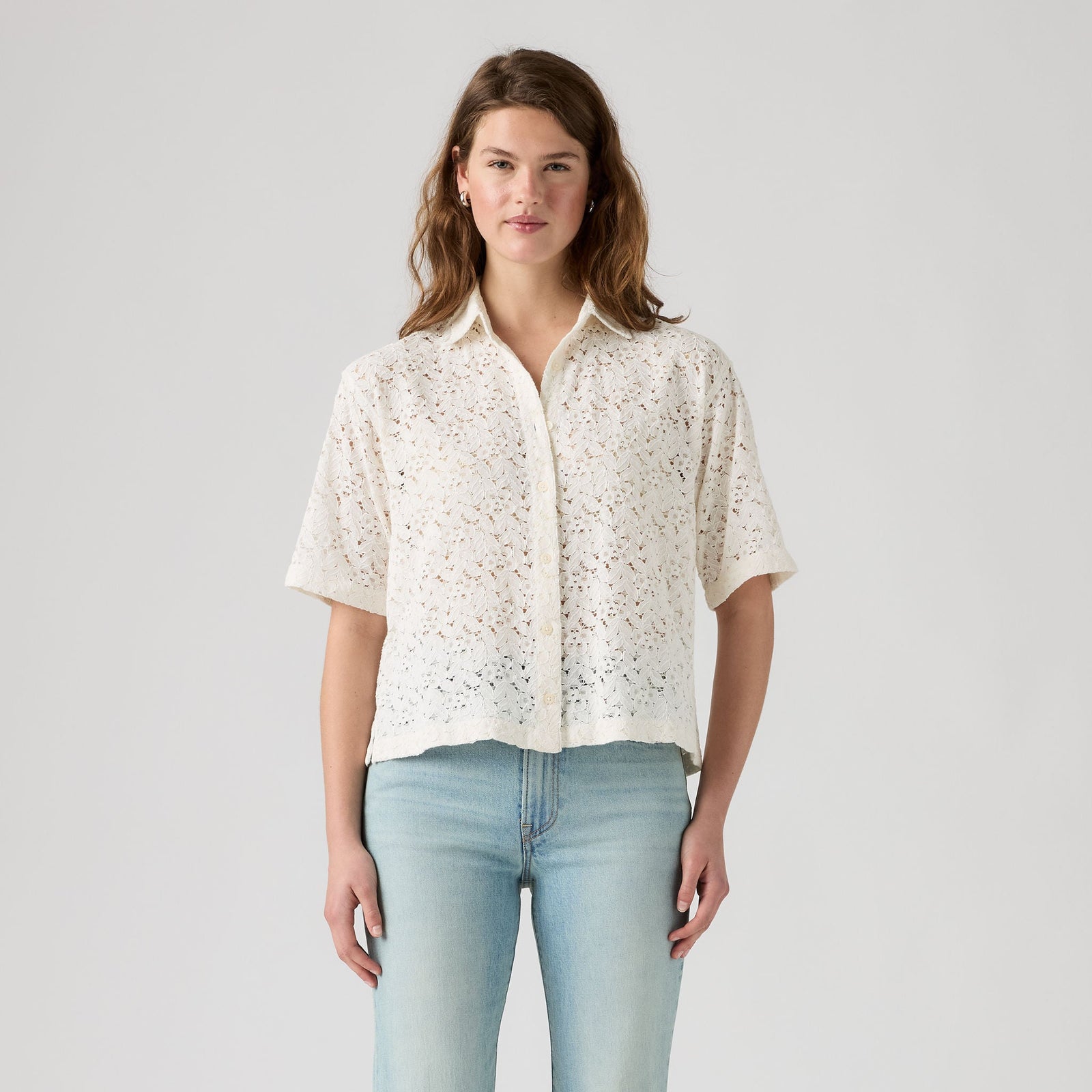 Main 3 - Levi's® Women's Harlie Short-Sleeve Lace Shirt - 007XJ0006