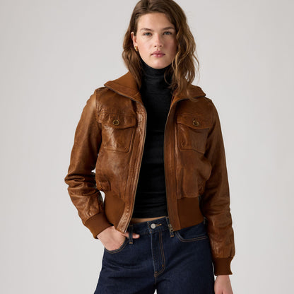 Thumbnail 1 - Levi's® Women's Kira Shrunken Leather Bomber Jacket - 007U60000
