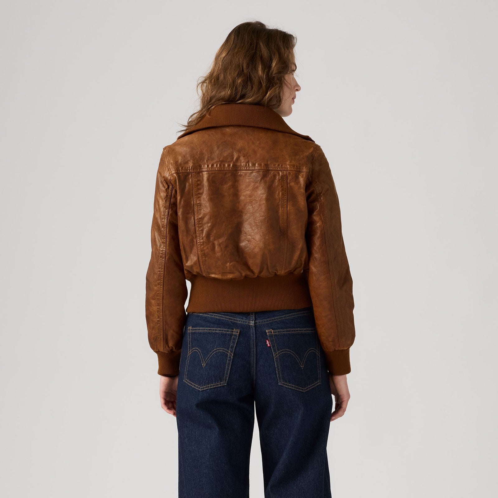 Main 2 - Levi's® Women's Kira Shrunken Leather Bomber Jacket - 007U60000