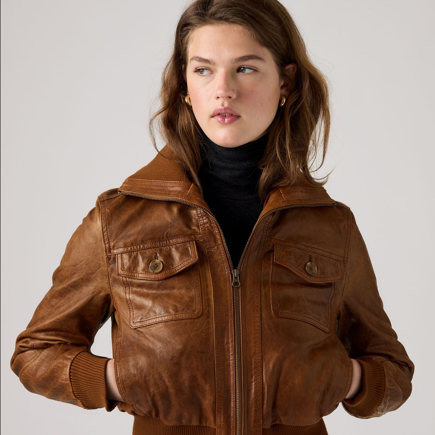 Levi's® Women's Kira Shrunken Leather Bomber Jacket