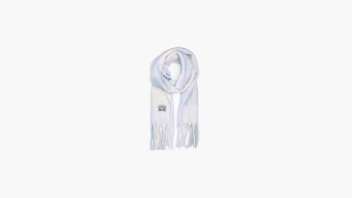 Levi's womens light blue checkered plaid scarf