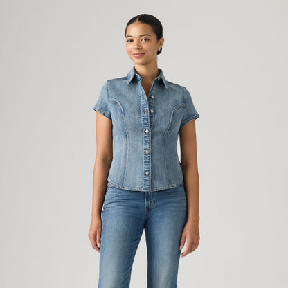 Thumbnail 3 - Levi's® Women's Short-Sleeve Shaped Denim Shirt - 007WP0001