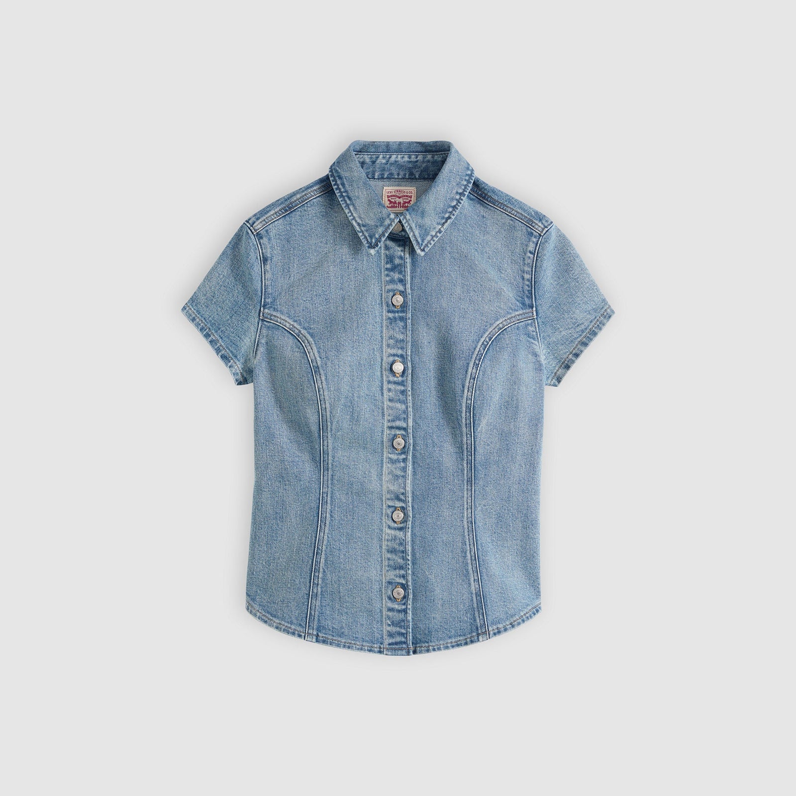 Main 5 - Levi's® Women's Short-Sleeve Shaped Denim Shirt - 007WP0001