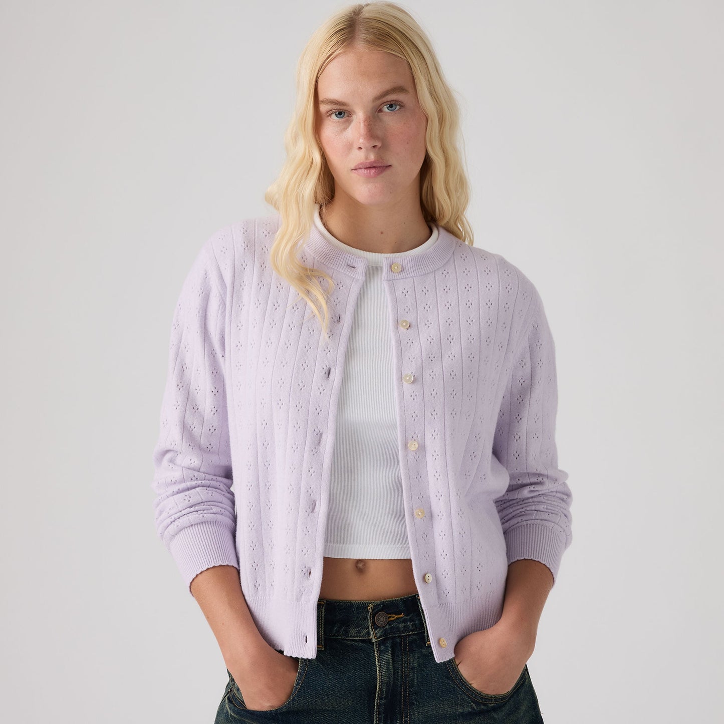 Levi's® Women's Supersoft Pointelle Crewneck Cardigan