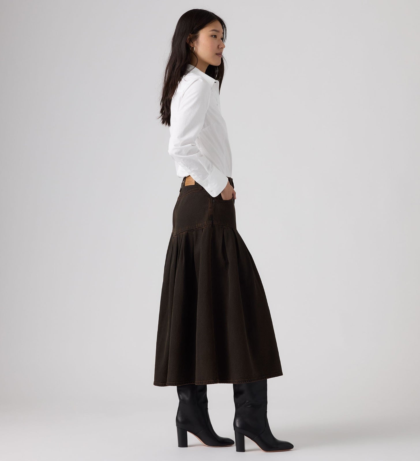 Main 4 - Levi's® Women's Yoked Pleated Skirt - 0089T0001