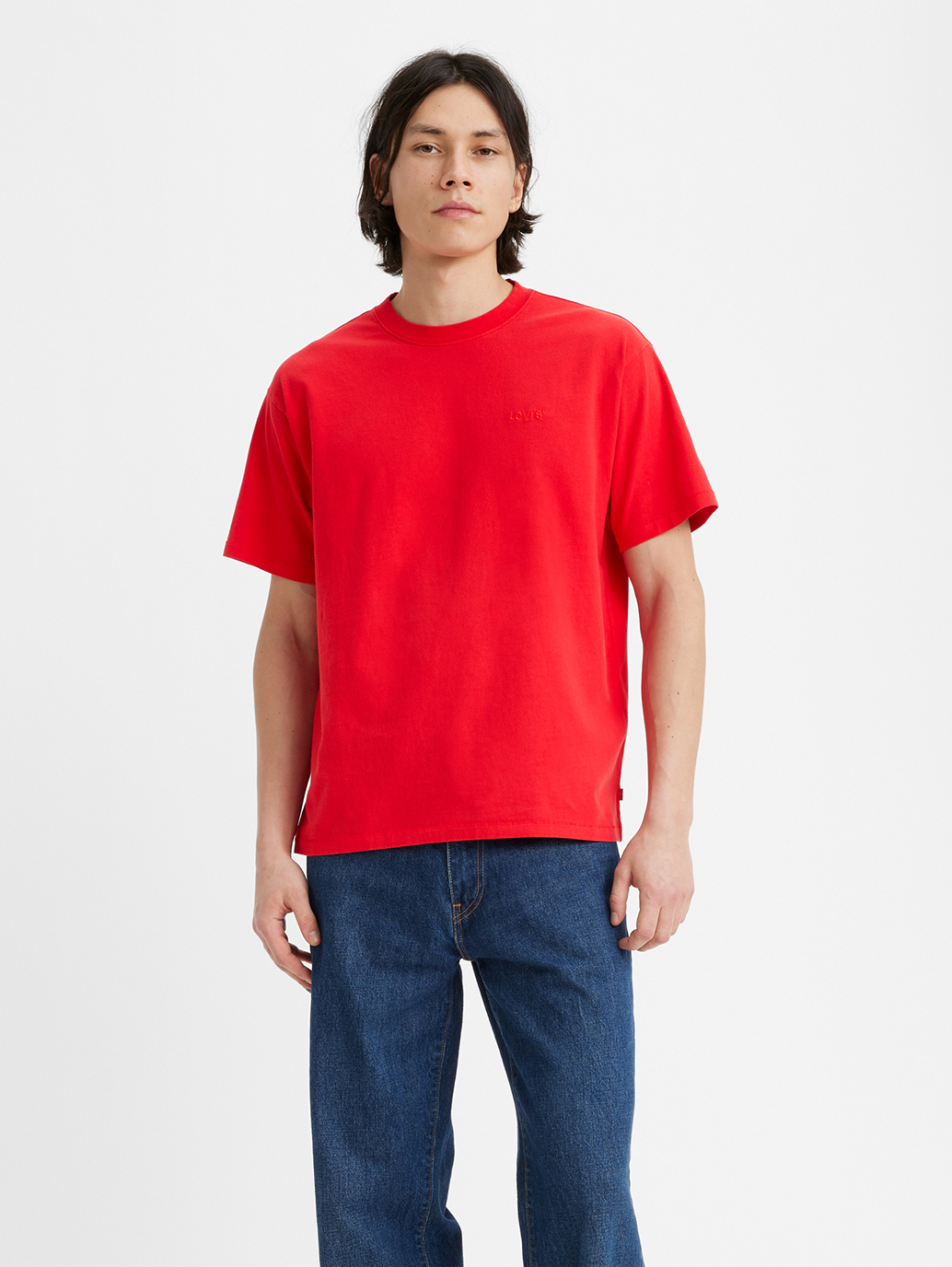 Red Tab Vintage T-Shirt for Men In Classic Red - Explore Now